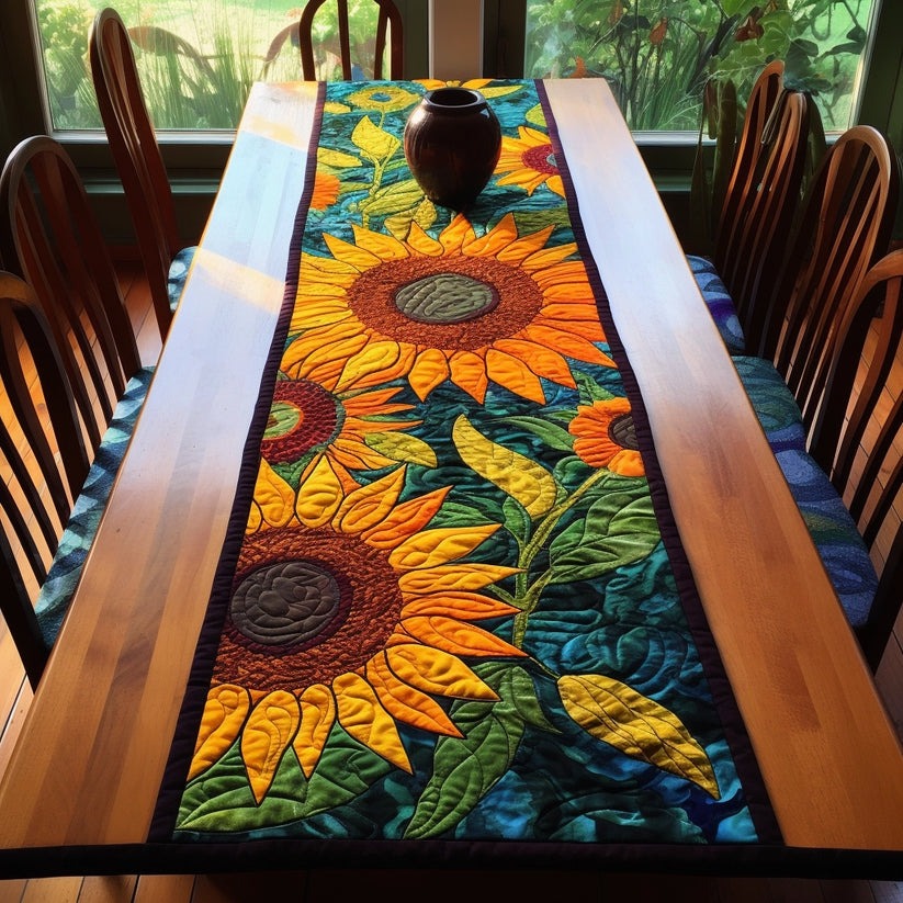 Sunflowers Garden Quilted Table Runner NCU0TL197