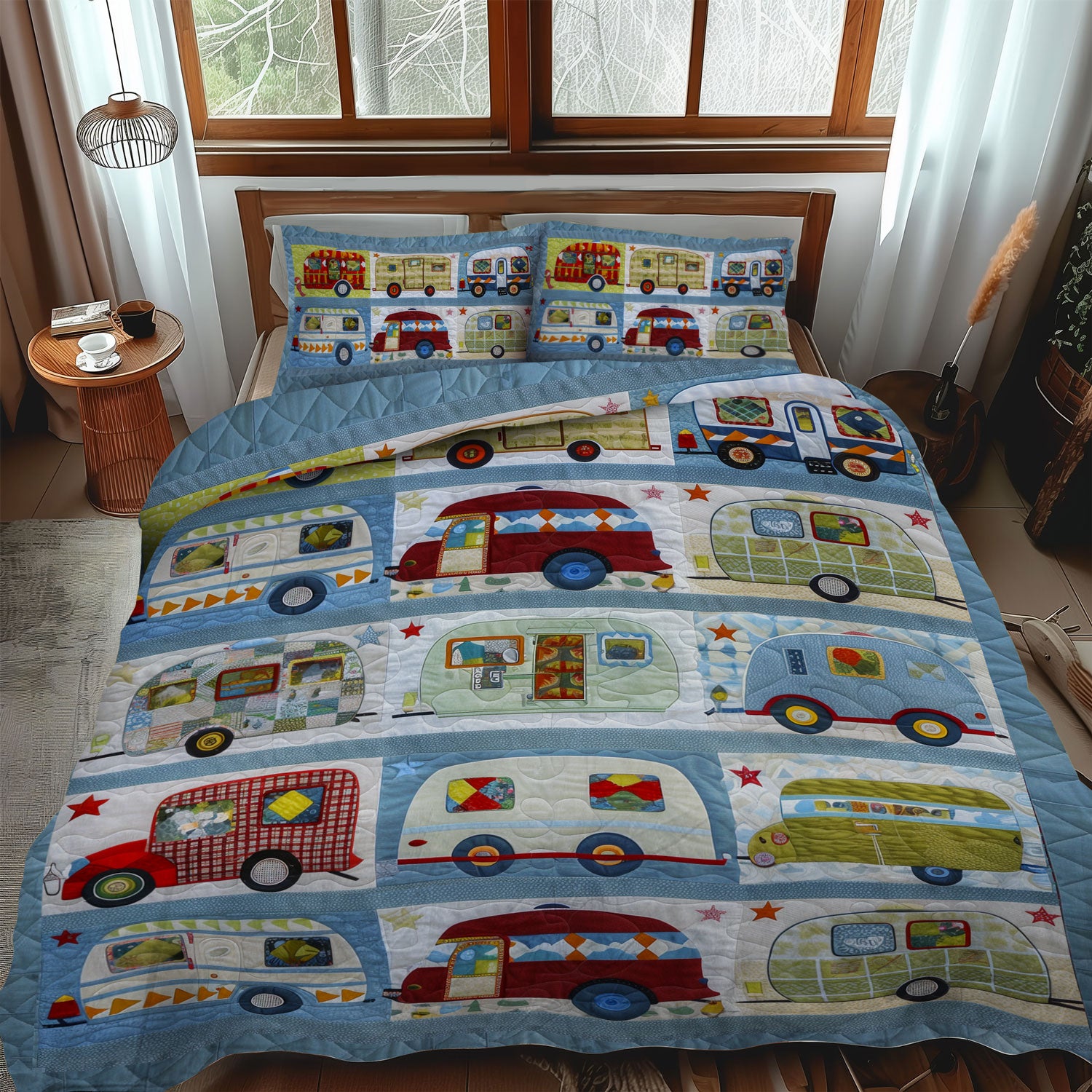 Vintage Camper Dreams 3-Piece Quilted Bedding Set NCU0LL019