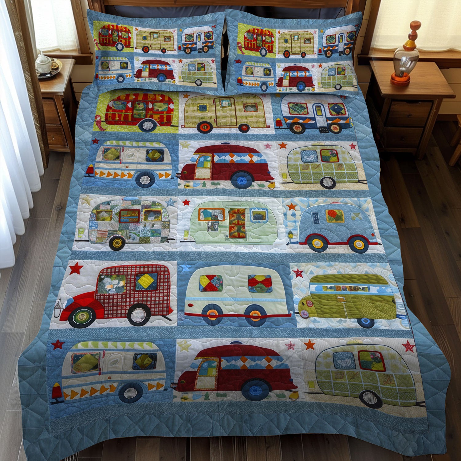 Vintage Camper Dreams 3-Piece Quilted Bedding Set NCU0LL019