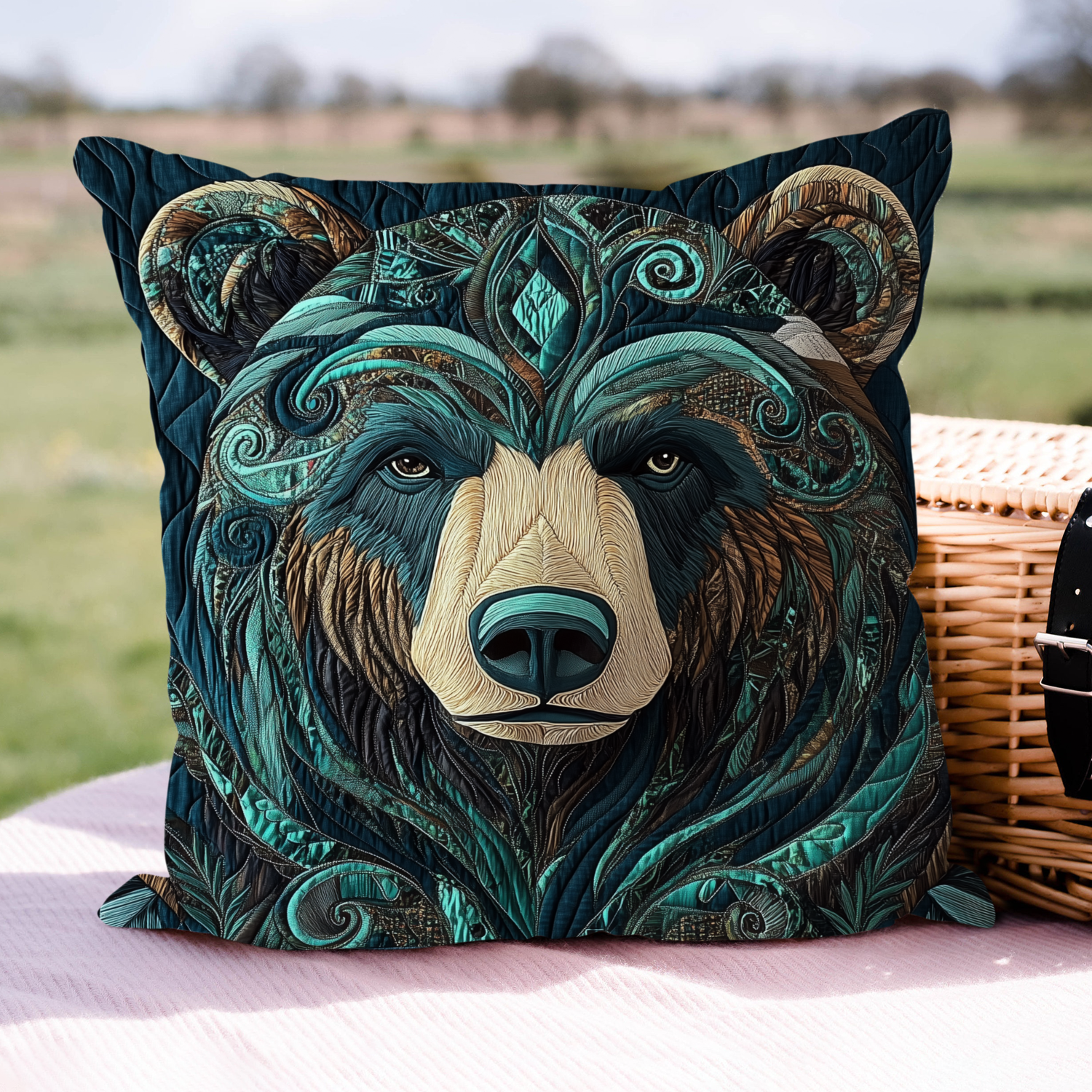 Whispering Woods Bear Quilted Pillow Case NCU0DK1189