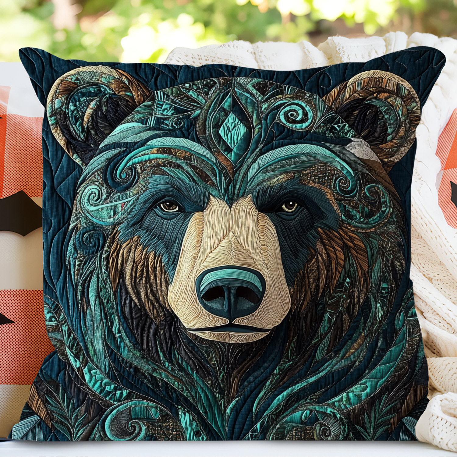 Whispering Woods Bear Quilted Pillow Case NCU0DK1189