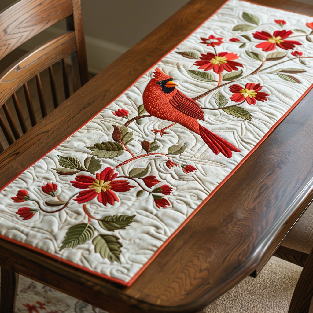 Scarlet Song Quilted Table Runner NCU0DK080