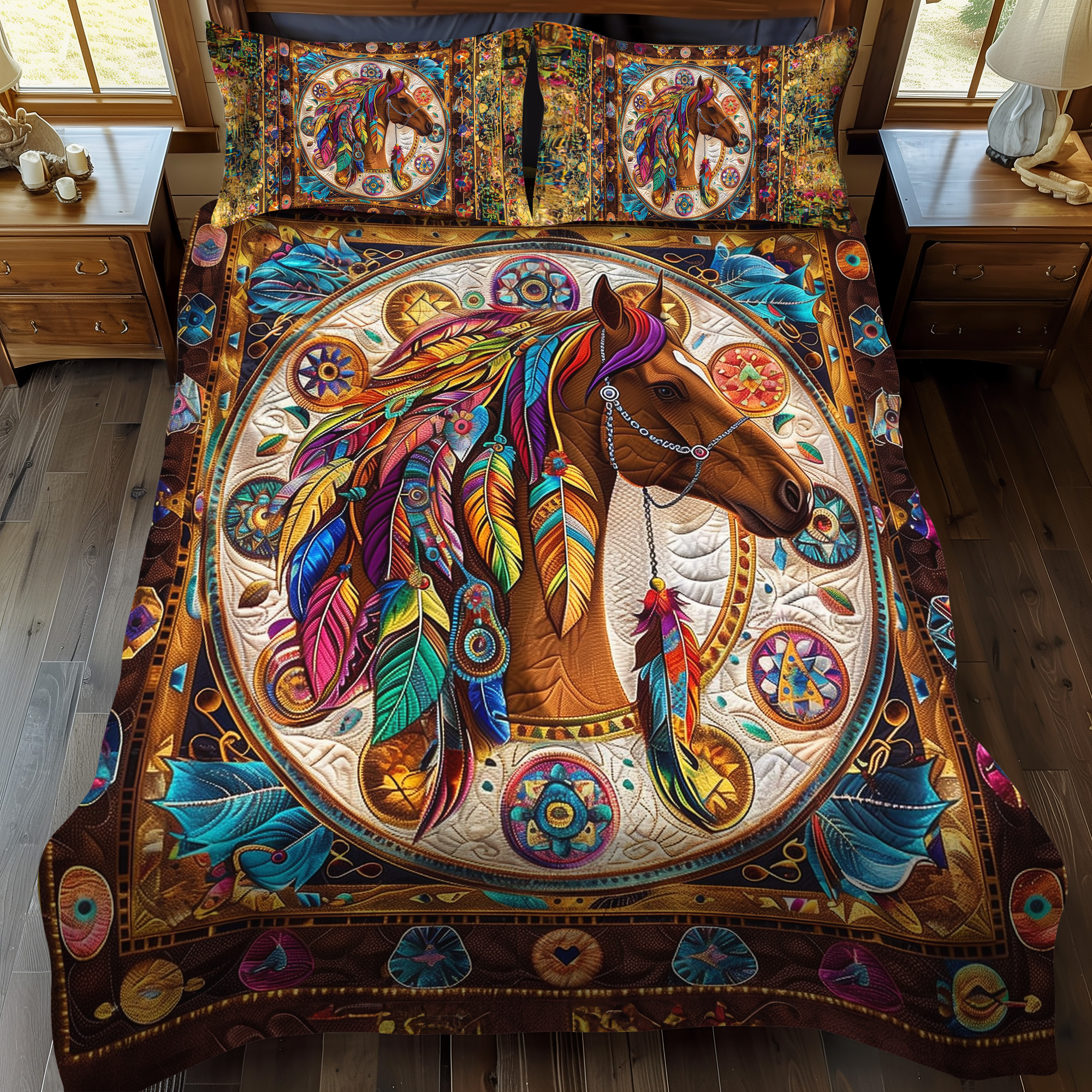 Spirit Steed 3-Piece Quilted Bedding Set NCU0DK249