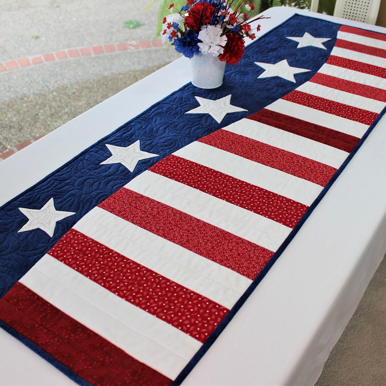 Stars & Stripes Quilted Table Runner NCU0TH708