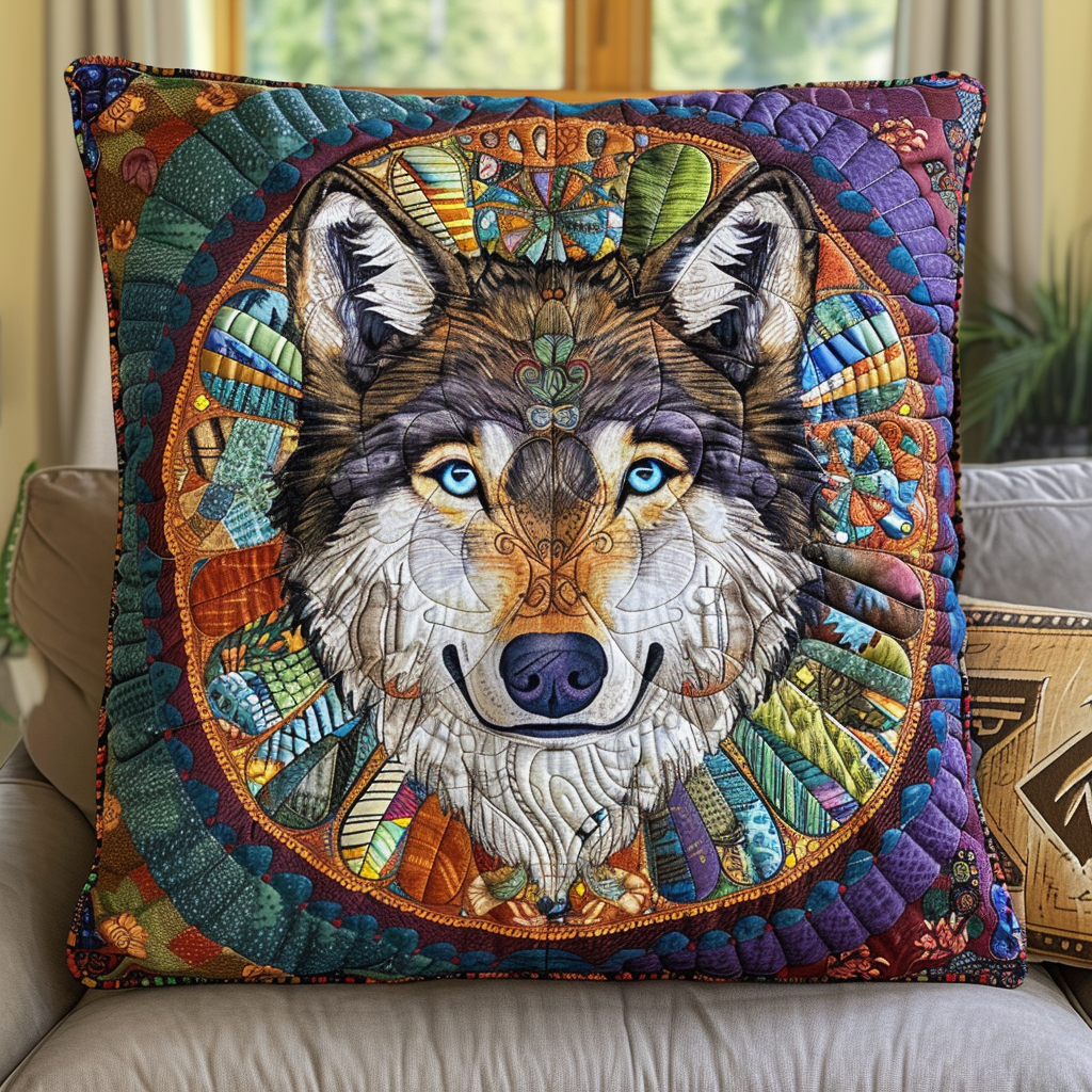 Tribal Wolf Spirit Quilted Pillow Case NCU0DK130