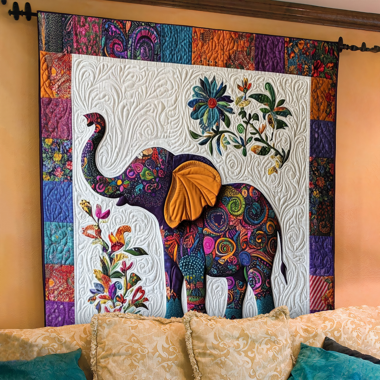 Elephant Jubilee Quilted Blanket NCU0NT192