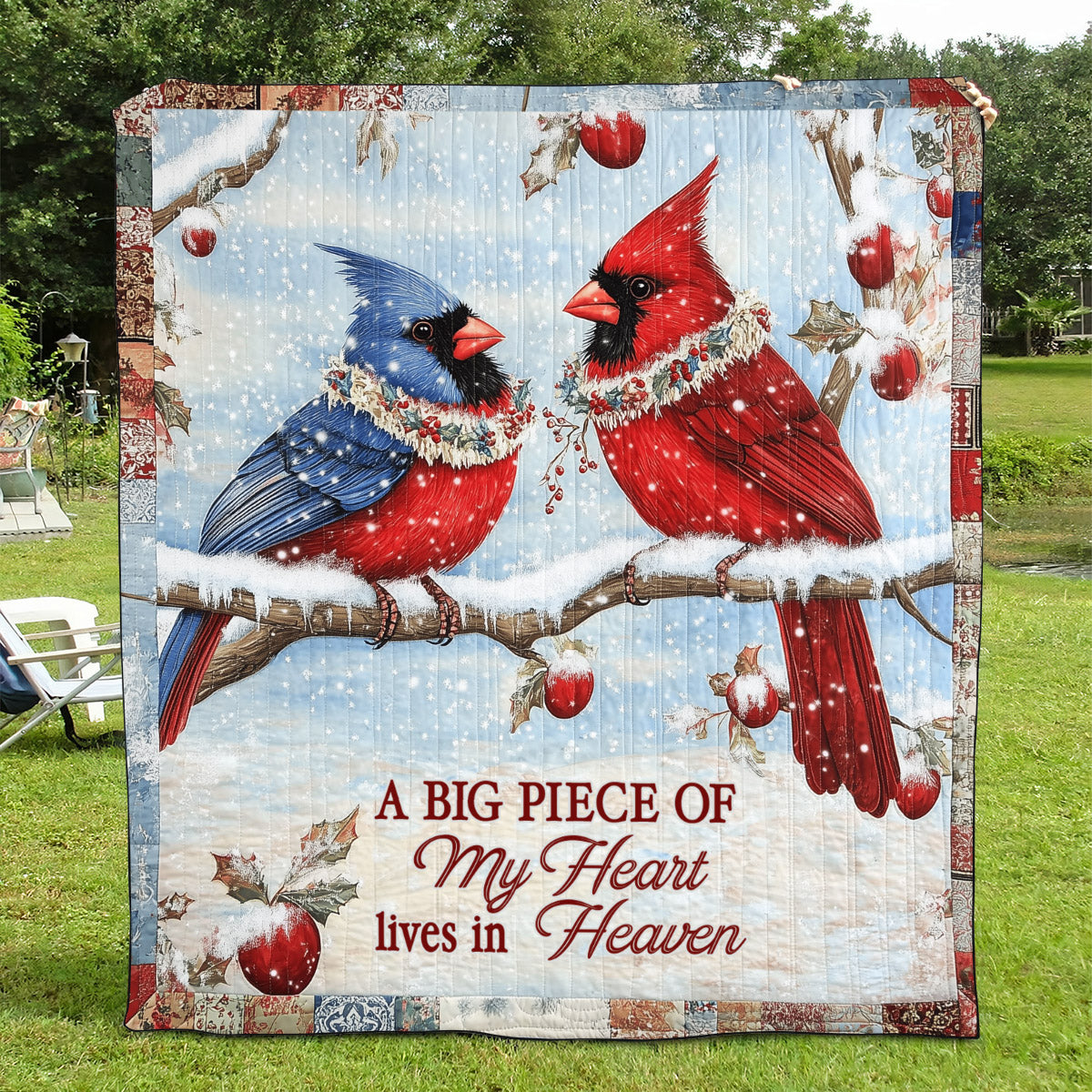 A Big Piece Of My Heart Lives In Heaven Art Quilt Hanging NCU0TL1052