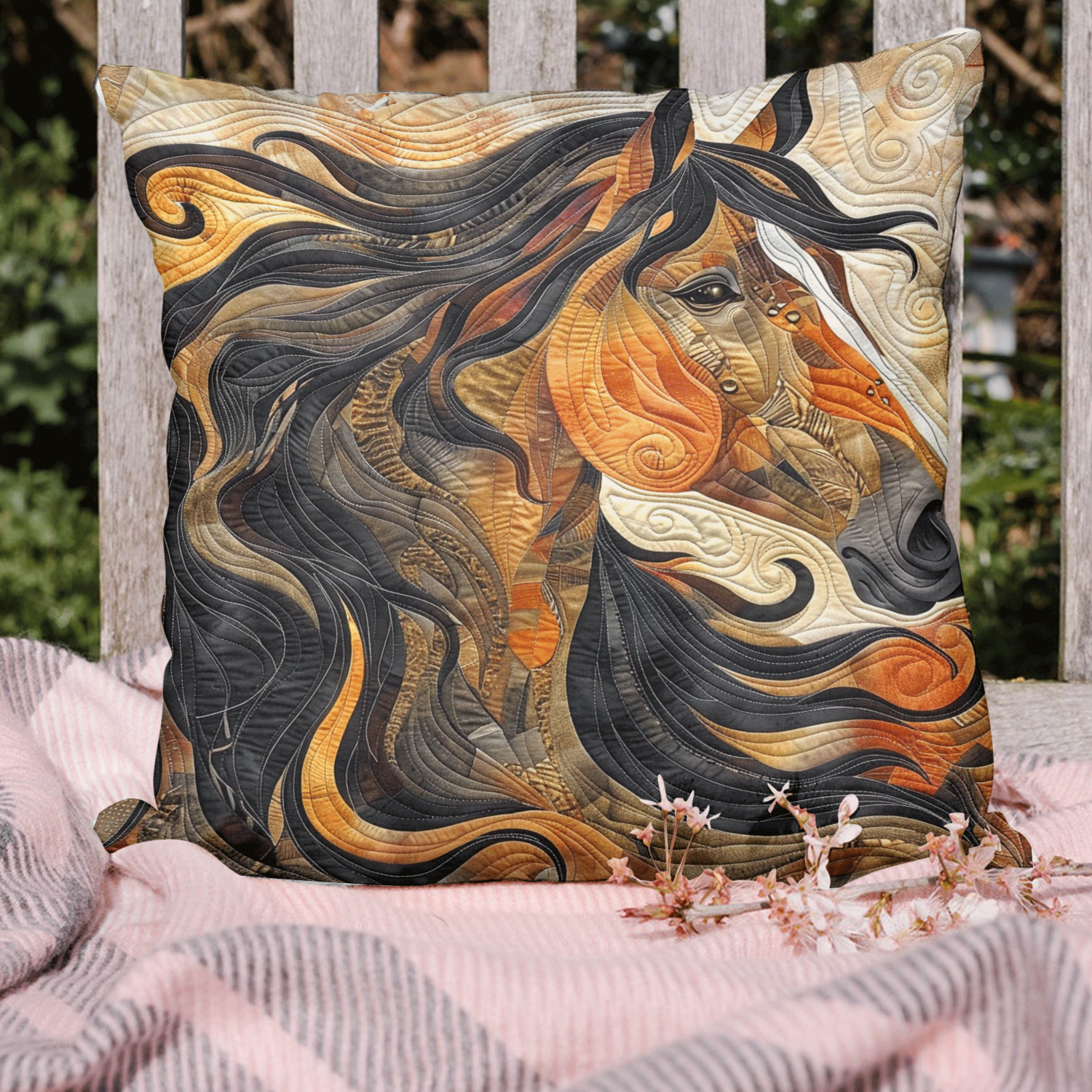 Abstract Horse Quilted Pillow Case NCU0TH1500