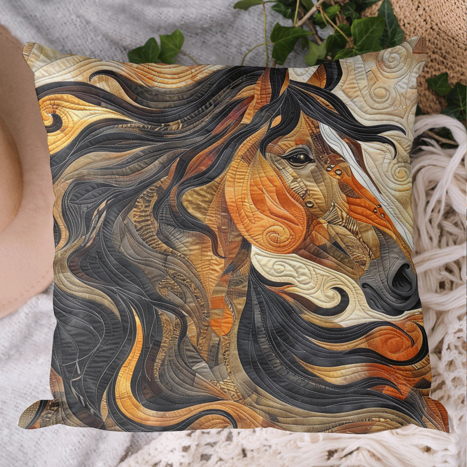 Abstract Horse Quilted Pillow Case NCU0TH1500