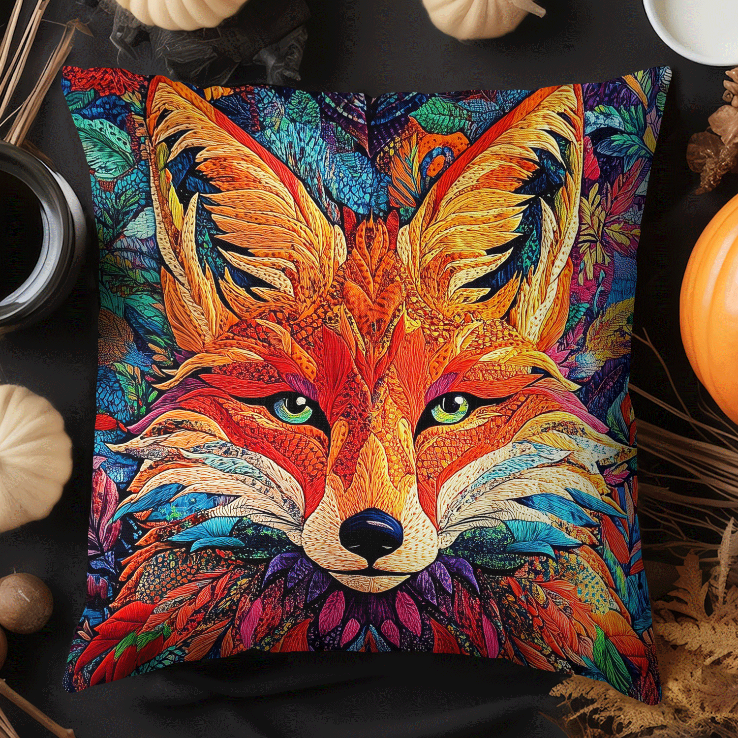 Abstract Fox Quilted Pillow Case NCU0DV905