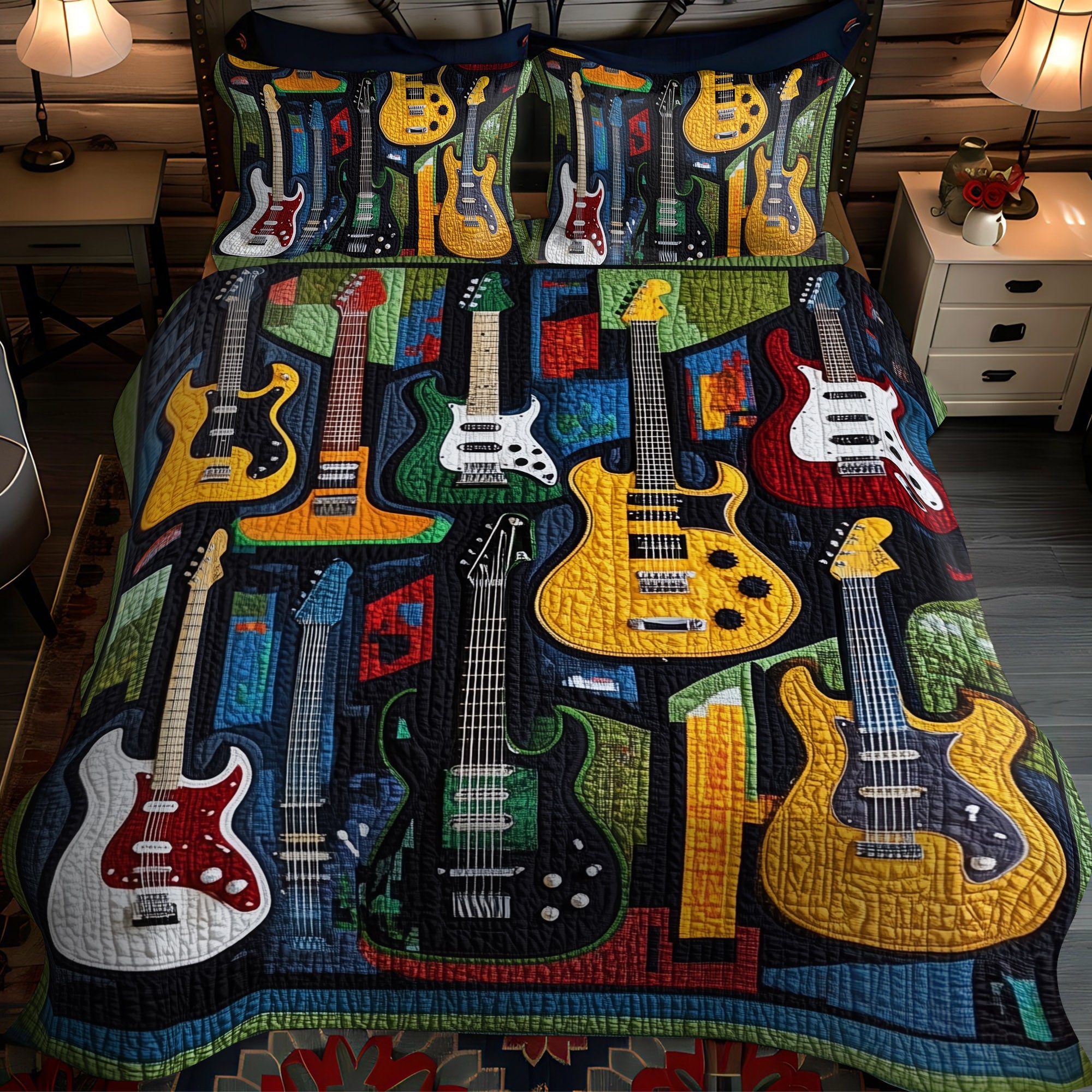 Acoustic Vibes 3-Piece Quilted Bedding Set NCU0PT1619