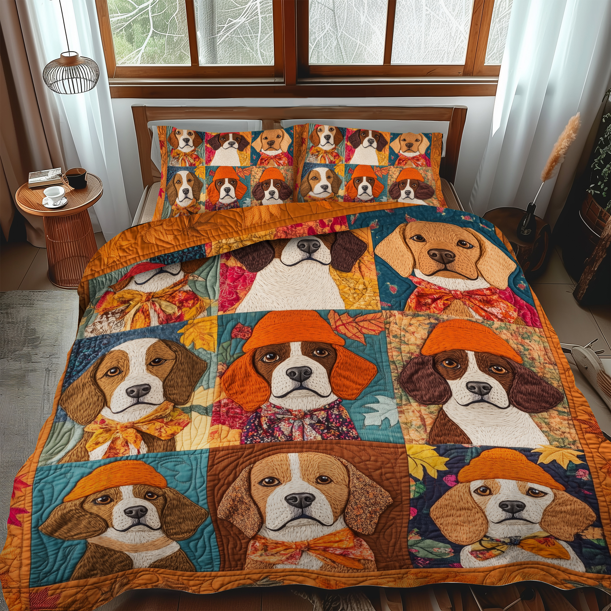 Adorable Beagle 3-Piece Quilted Bedding Set NCU0VL421