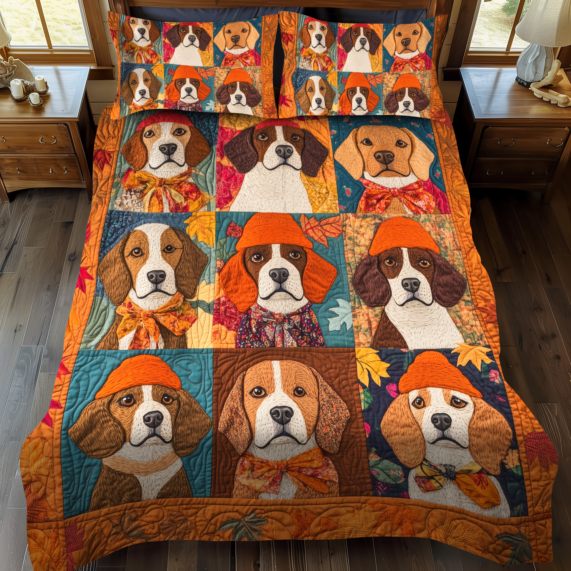 Adorable Beagle 3-Piece Quilted Bedding Set NCU0VL421