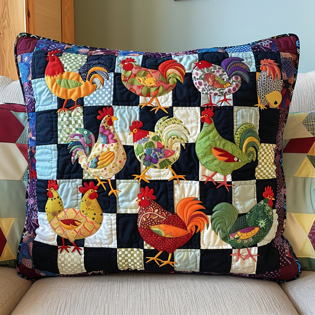 Adorable Chickens Quilted Pillow Case NCU0TL542