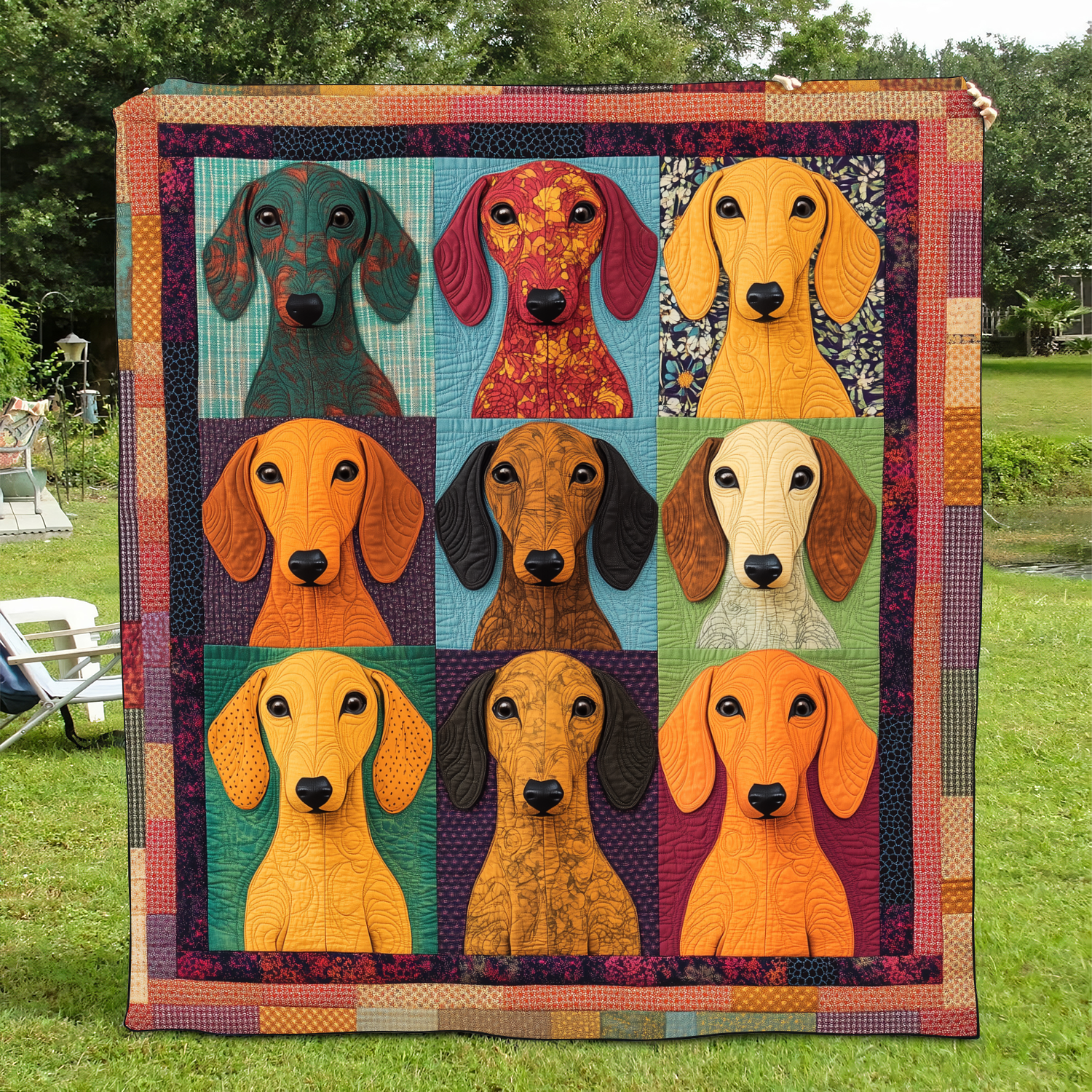 Adorable Dachshund Quilted Blanket NCU0VL445