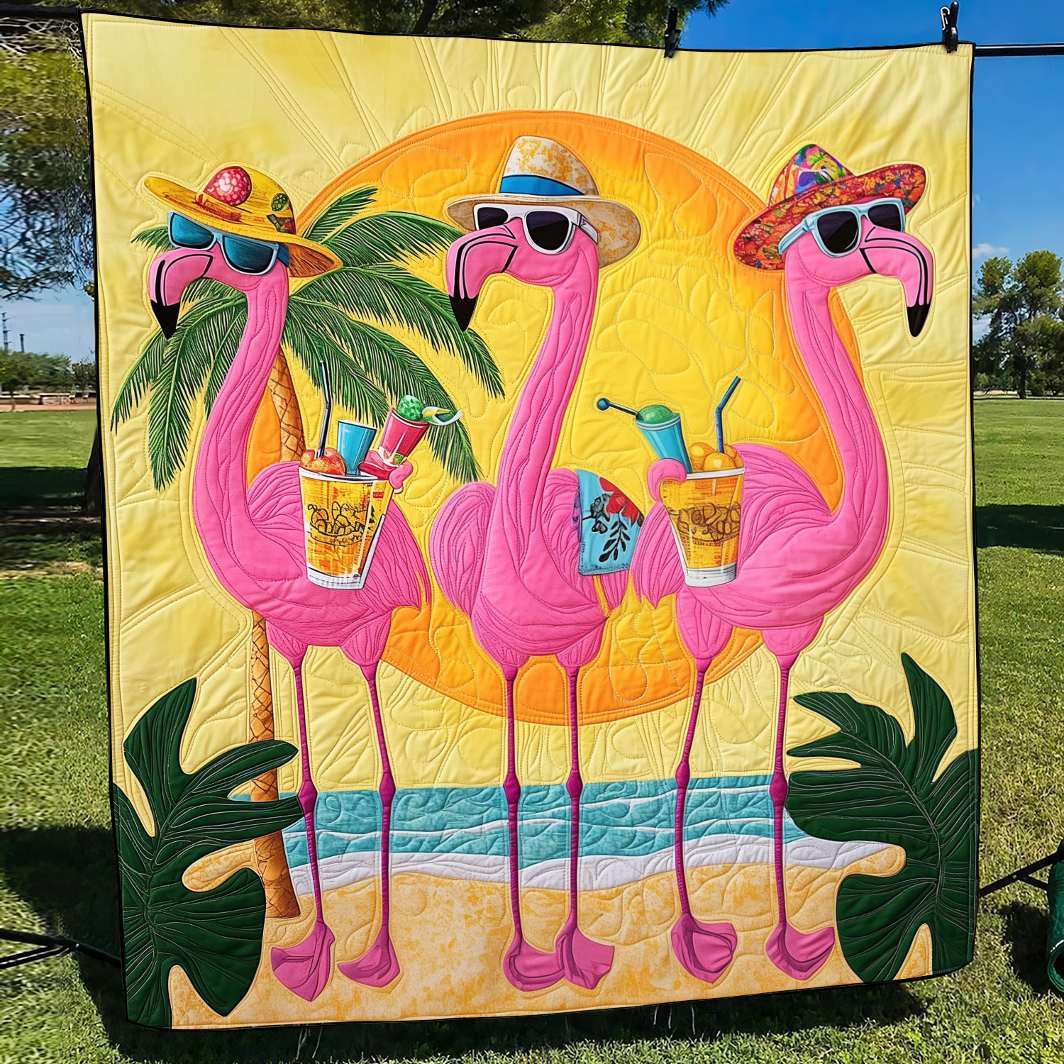 Adorable Flamingo Quilted Blanket NCU0VL478