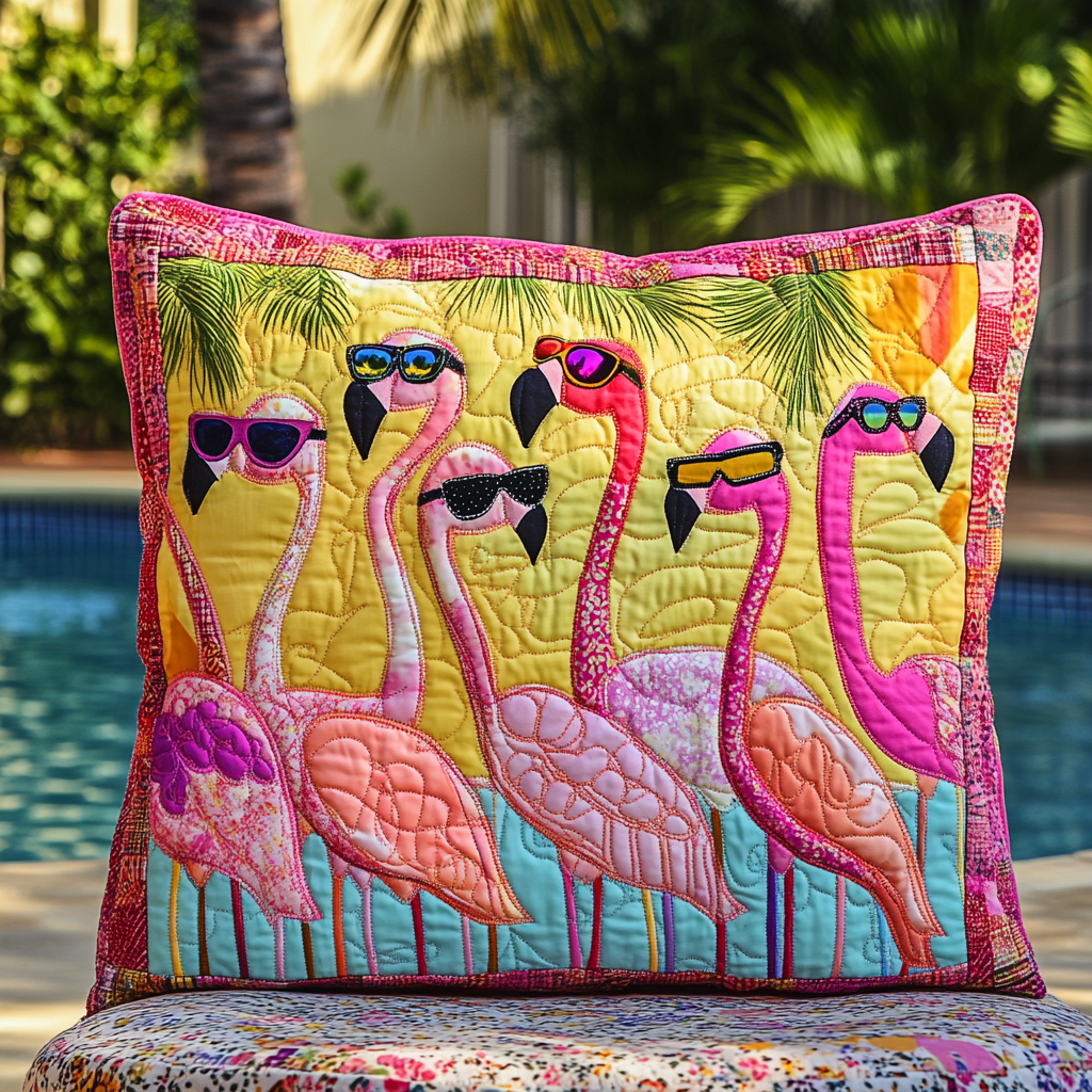 Adorable Flamingo Quilted Pillow Case NCU0VL530