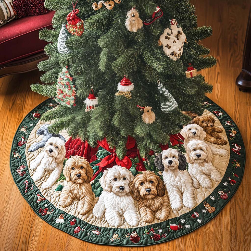 Adorable Labradoodle Christmas Quilted Tree Skirt NCU0NT1697