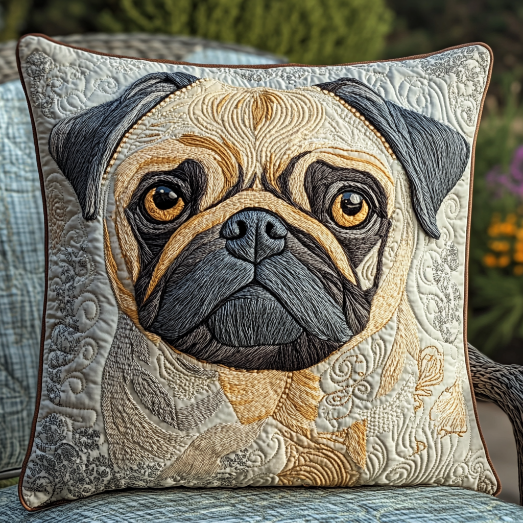 Adorable Pug Quilted Pillow Case NCU0TL1823