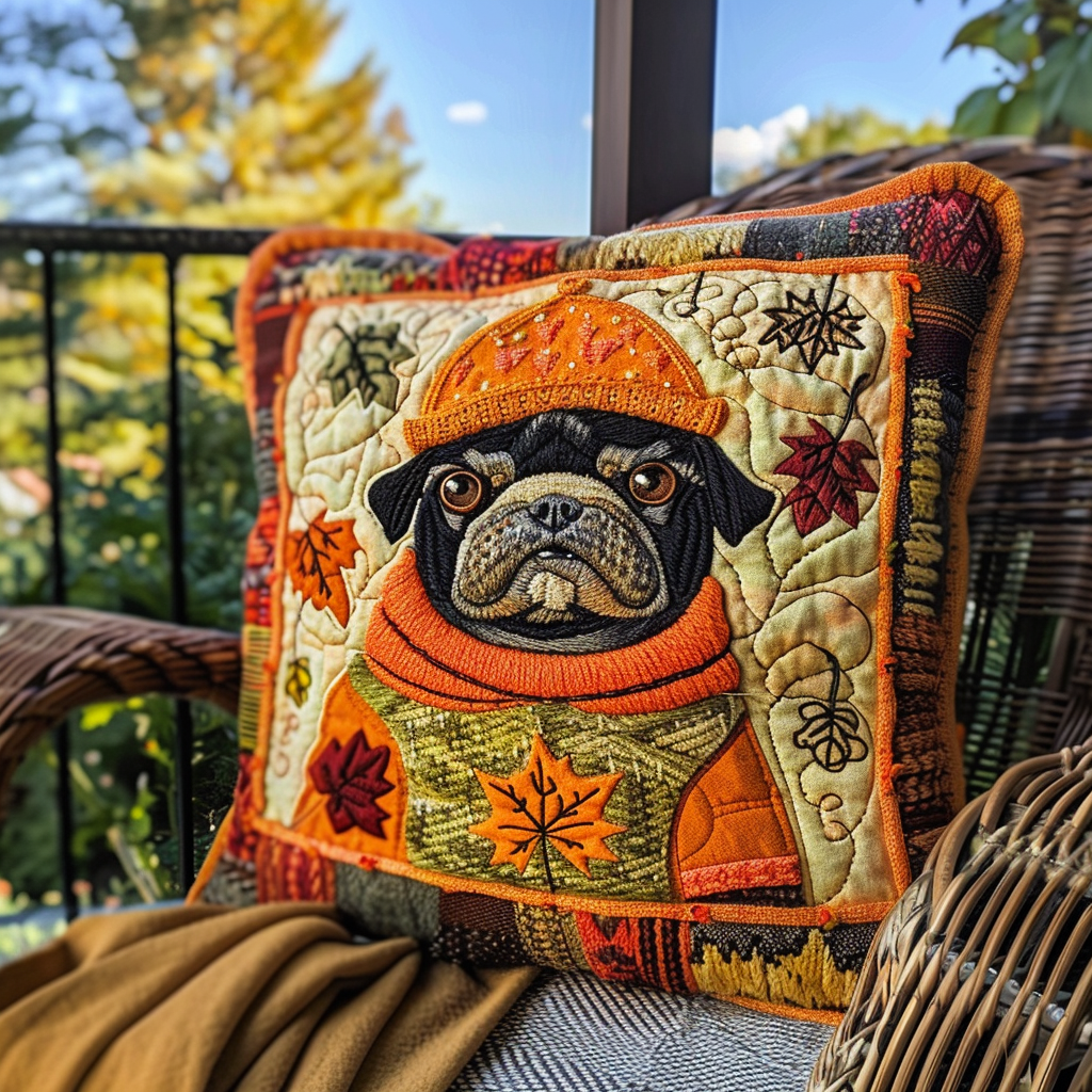 Adorable Pug Quilted Pillow Case NCU0VL285