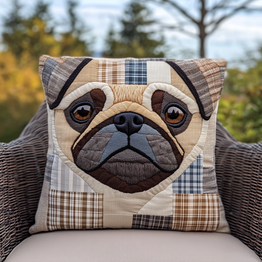 Adorable Pug Quilted Pillow Case NCU0VL380