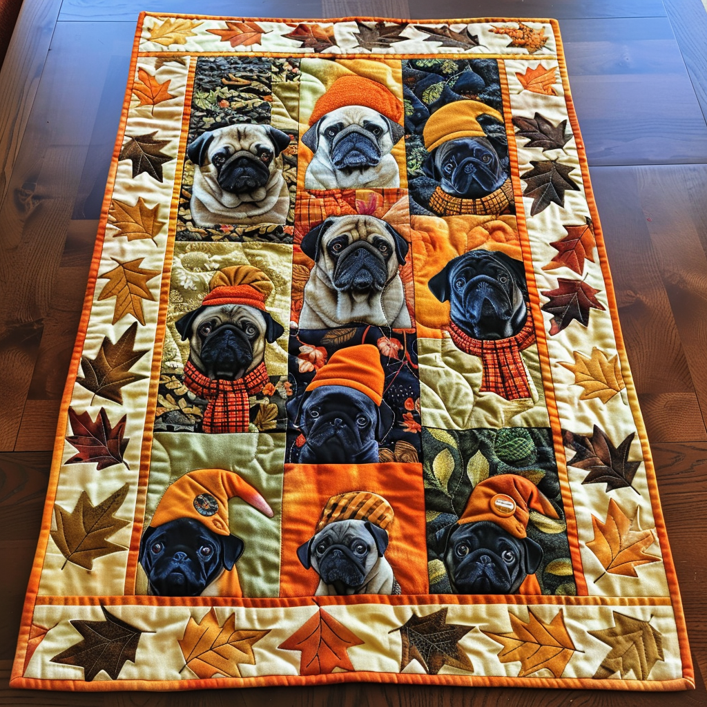 Adorable Pug Quilted Table Runner NCU0VL314