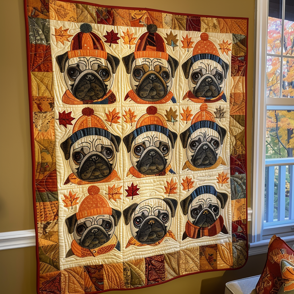 Adorable Pugs Quilted Blanket NCU0VL296