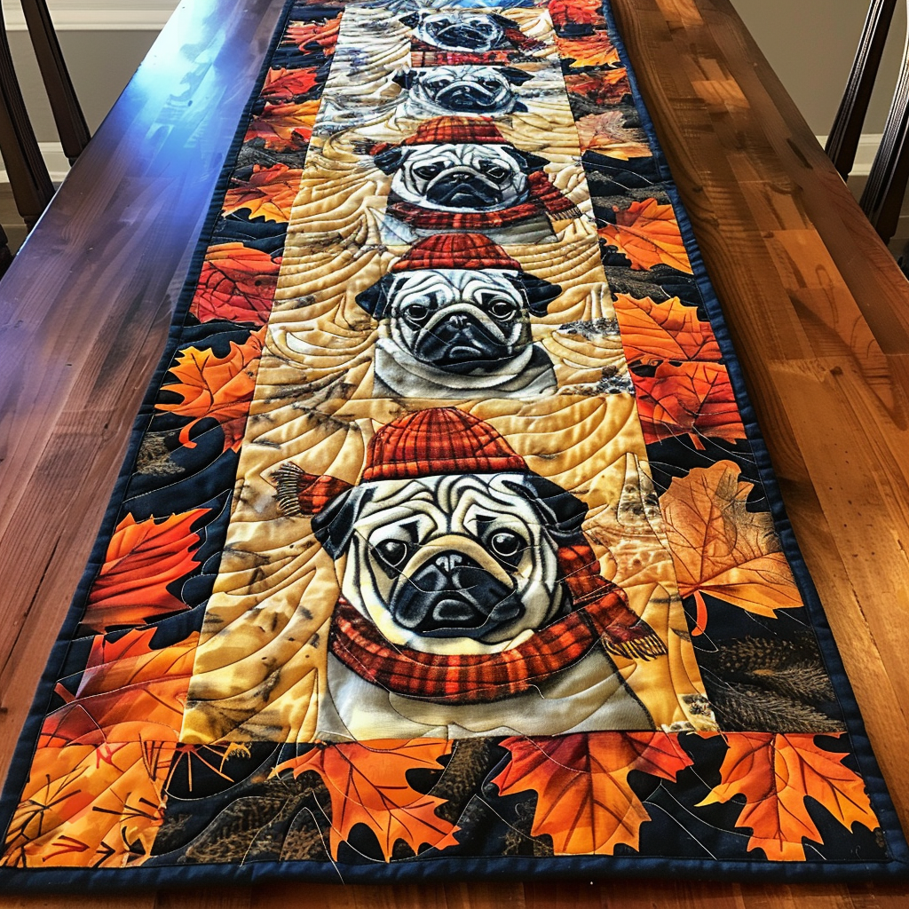 Adorable Pugs Quilted Table Runner NCU0VL309