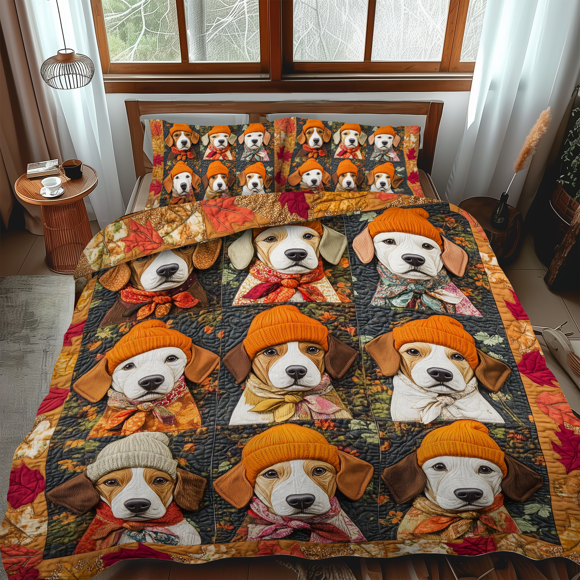 Affectionate Beagles 3-Piece Quilted Bedding Set NCU0VL418