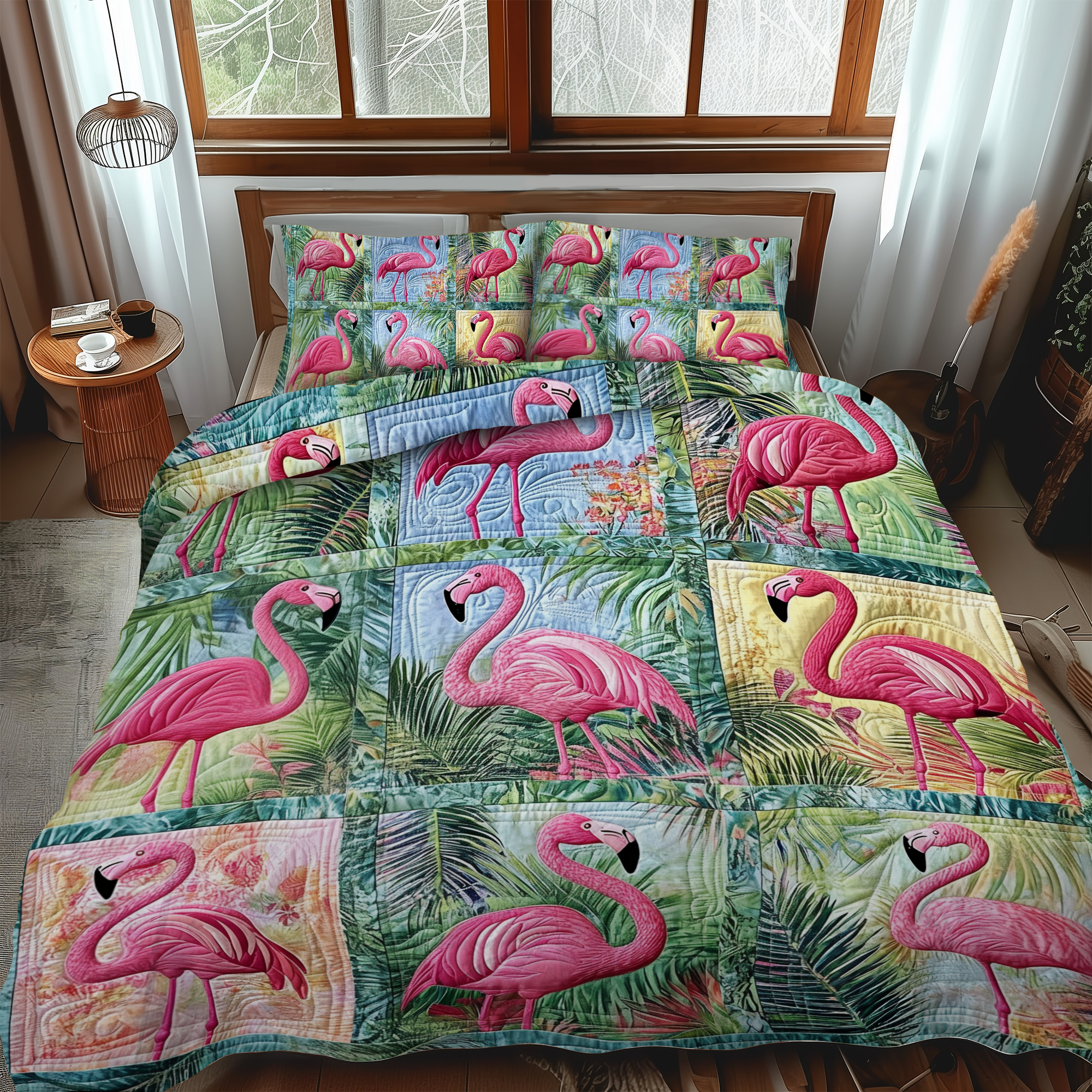 Affectionate Flamingo 3-Piece Quilted Bedding Set NCU0VL571