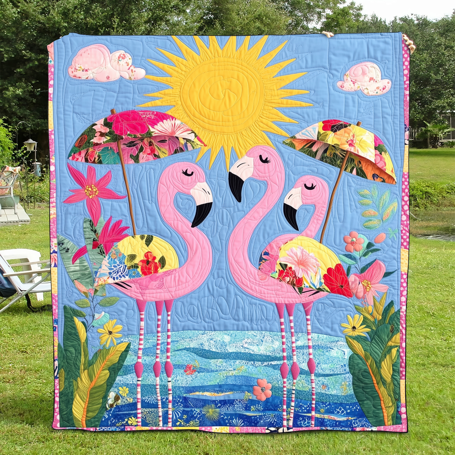 Affectionate Flamingo Quilted Blanket NCU0VL475