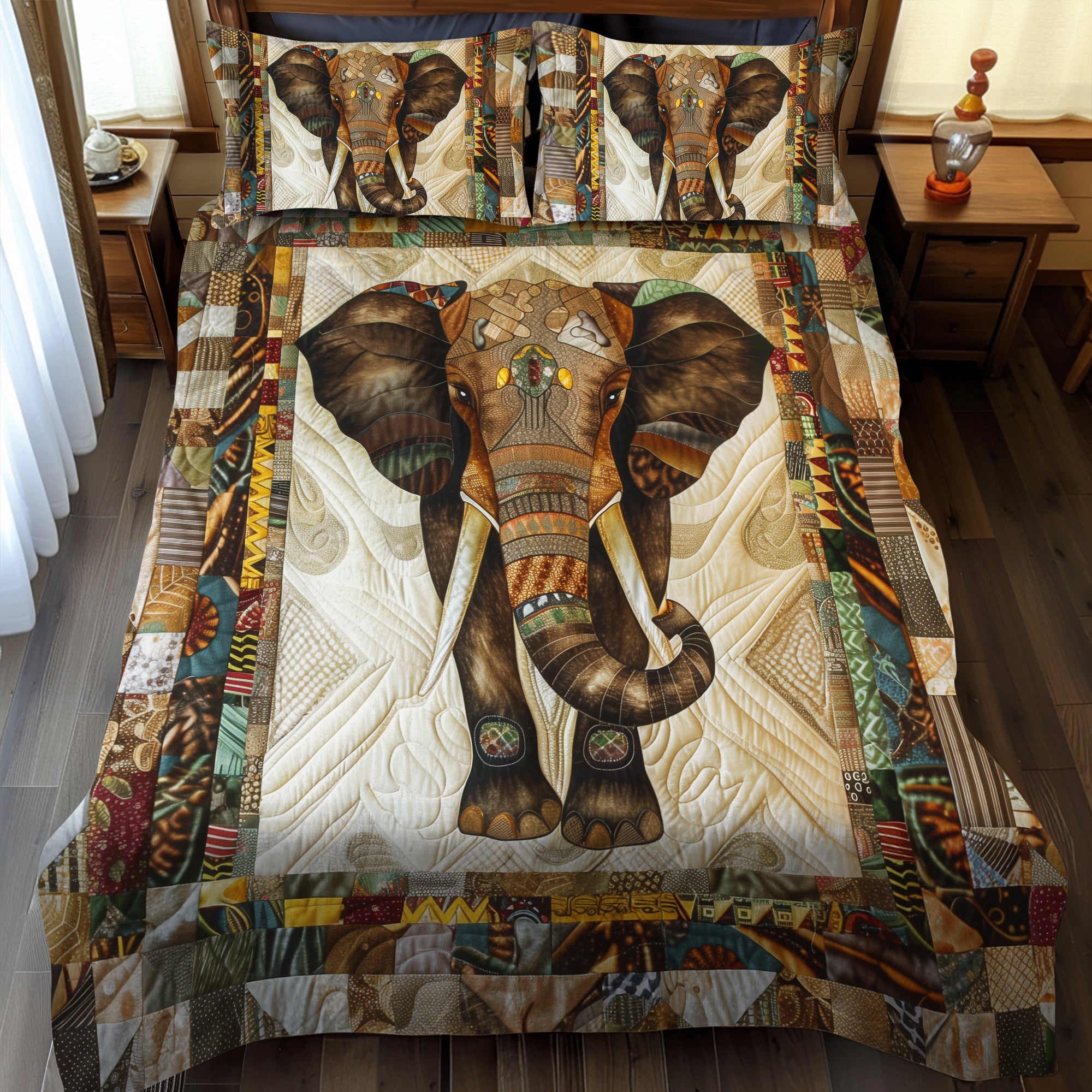 Elephant Quilted Bedding Set NCU0VT29