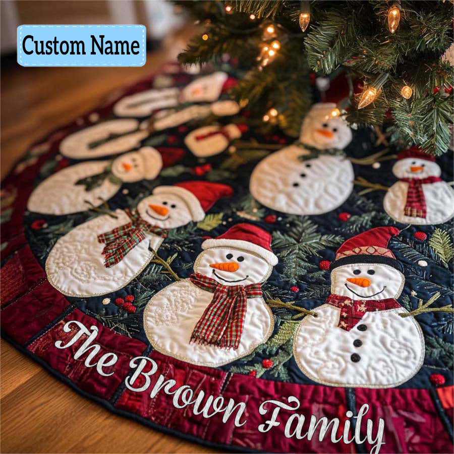 Alpine Joy Personalized Custom Quilted Christmas Tree Skirt