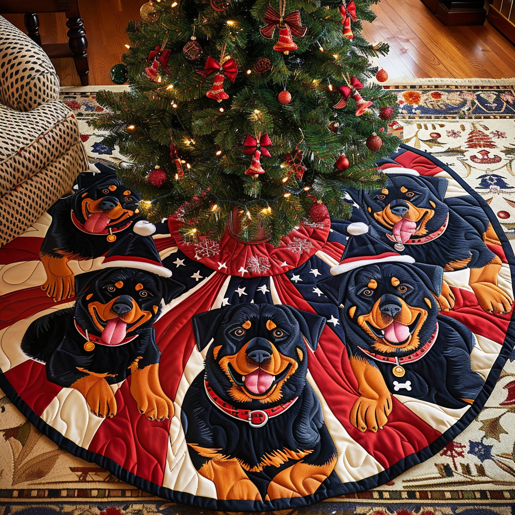 American Rottweiler Spirit Christmas Quilted Tree Skirt NCU0DV1447