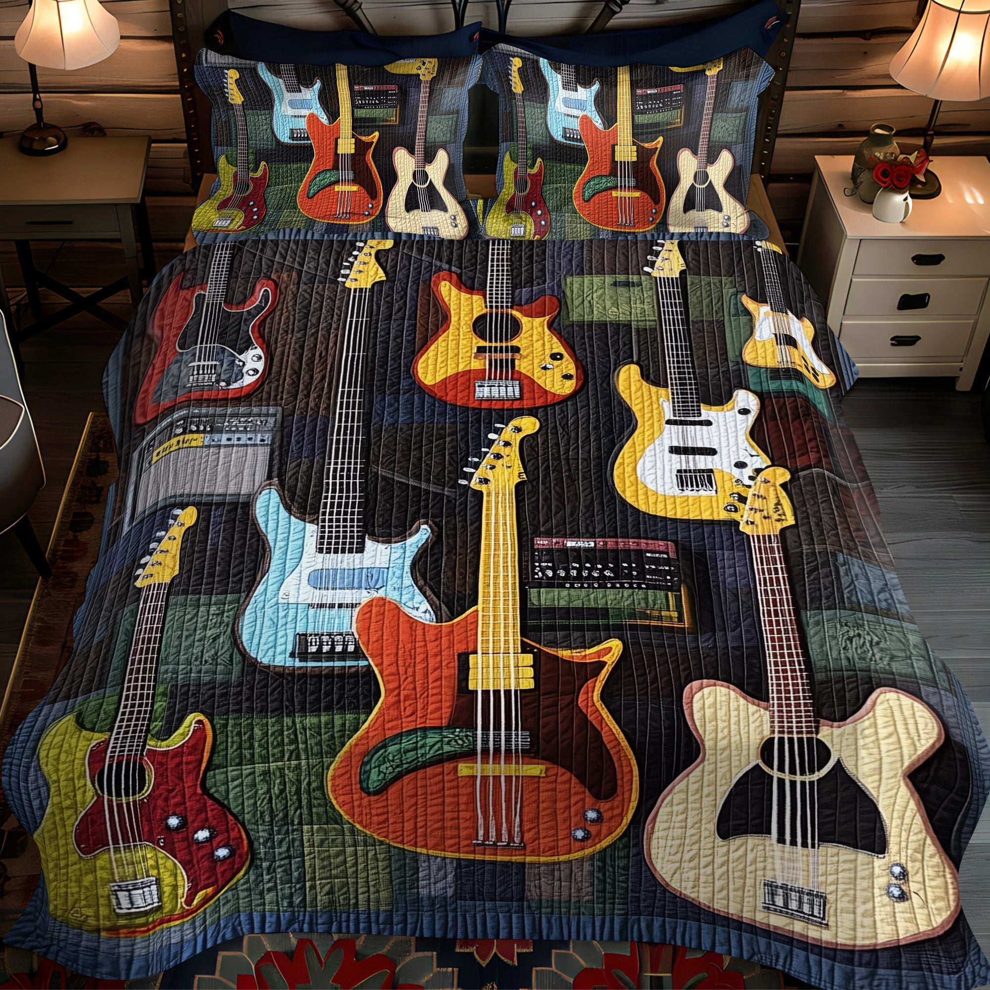 Amplified Beats 3-Piece Quilted Bedding Set NCU0PT1620