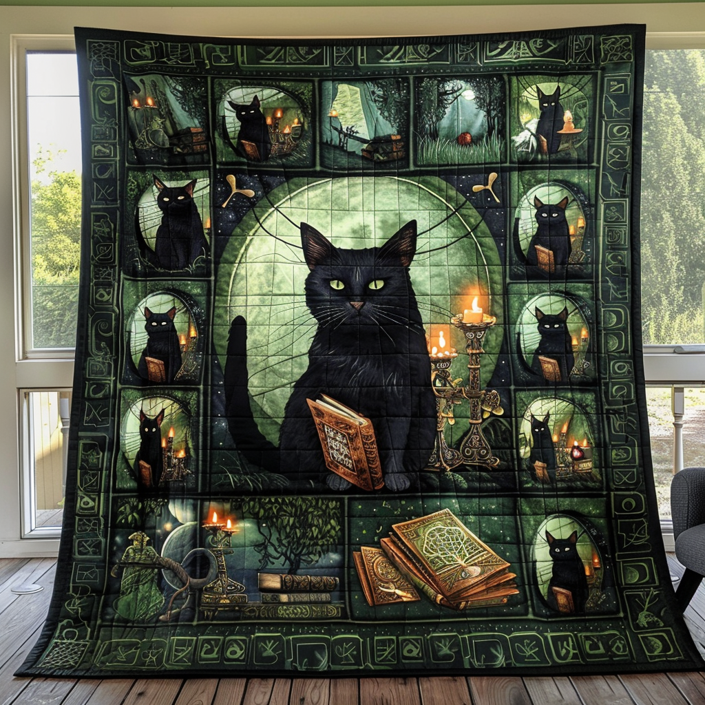 Ancient Magic Black Cats Quilted Blanket NCU0TH278