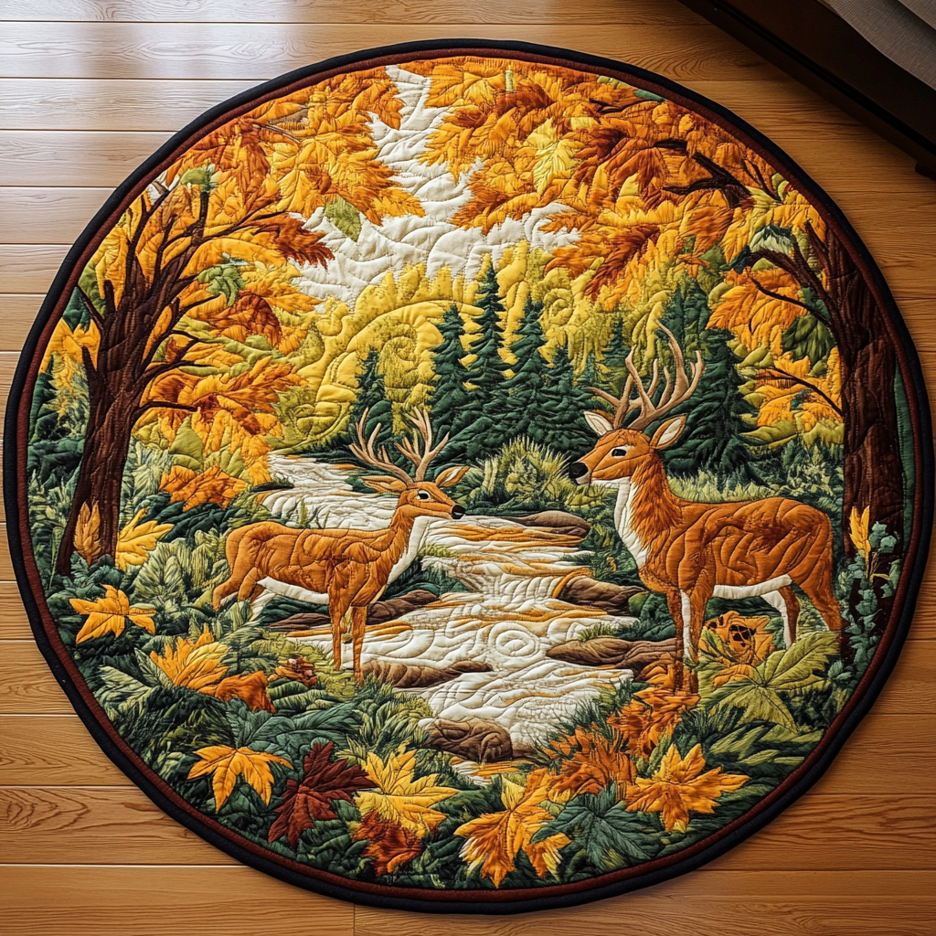 Antlered Majesty Quilted Round Mat NCU0DK1102