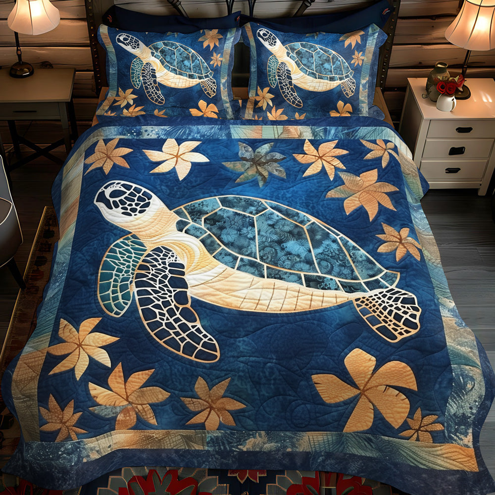 Aqua Journey 3-Piece Quilted Bedding Set NCU0TL605