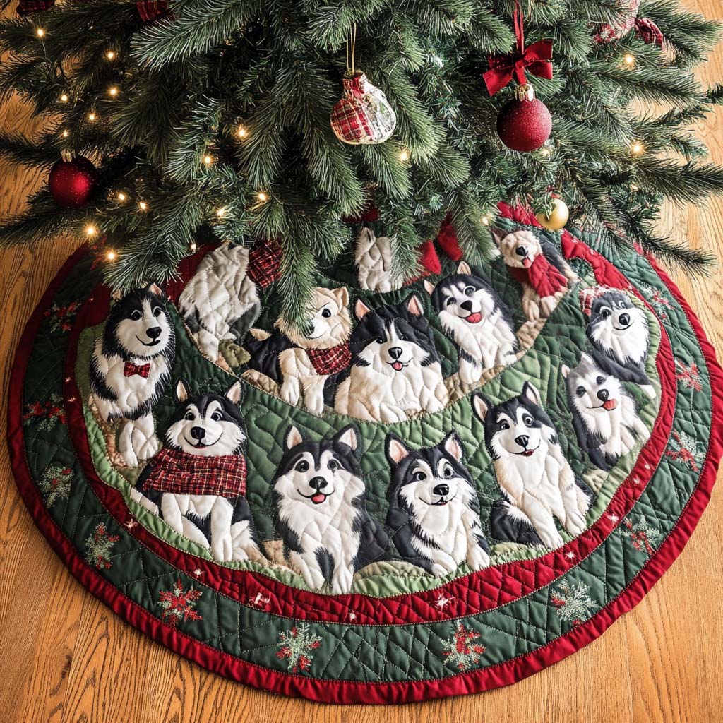 Arctic Husky Christmas Quilted Tree Skirt NCU0NT1677