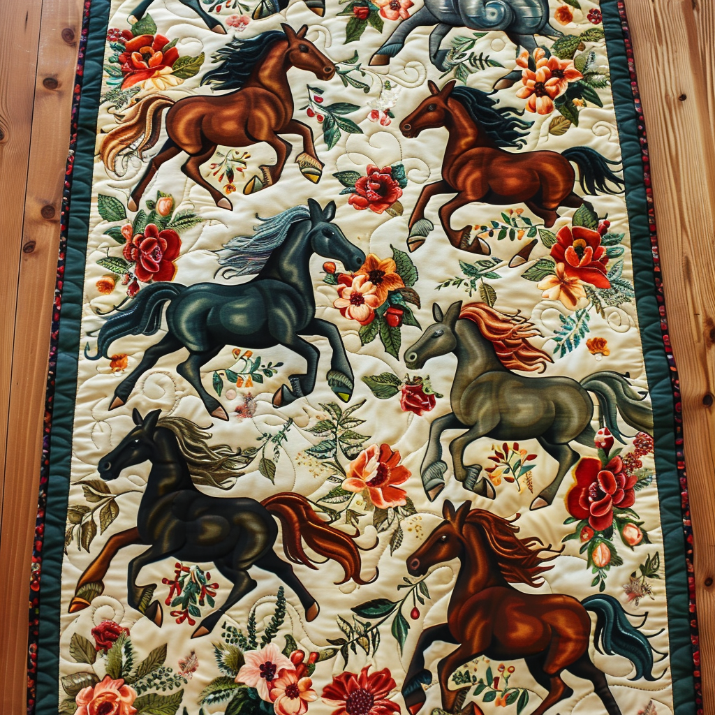 Artistic Mystical Steeds Quilted Table Runner NCU0PD211