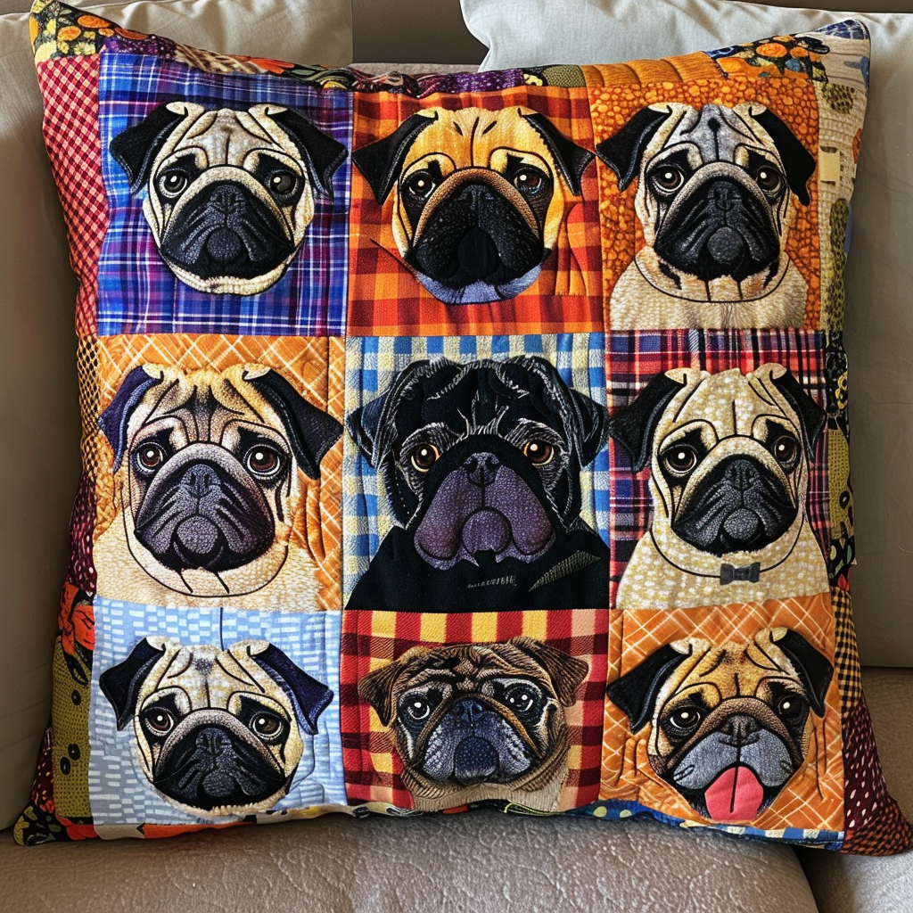 Artistic Pug Portraits Quilted Pillow Case NCU0TH143