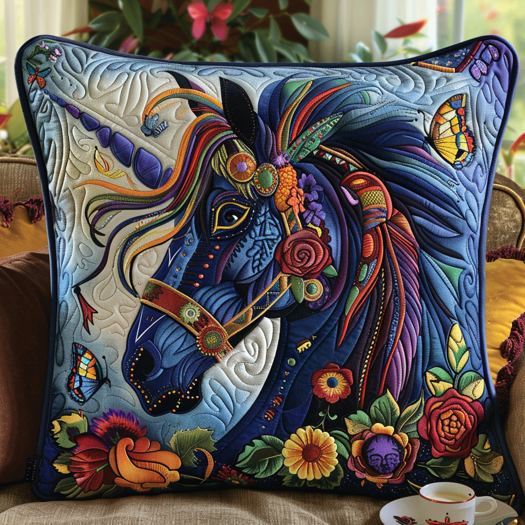 Artistic Horse Quilted Pillow Case NCU0PD226