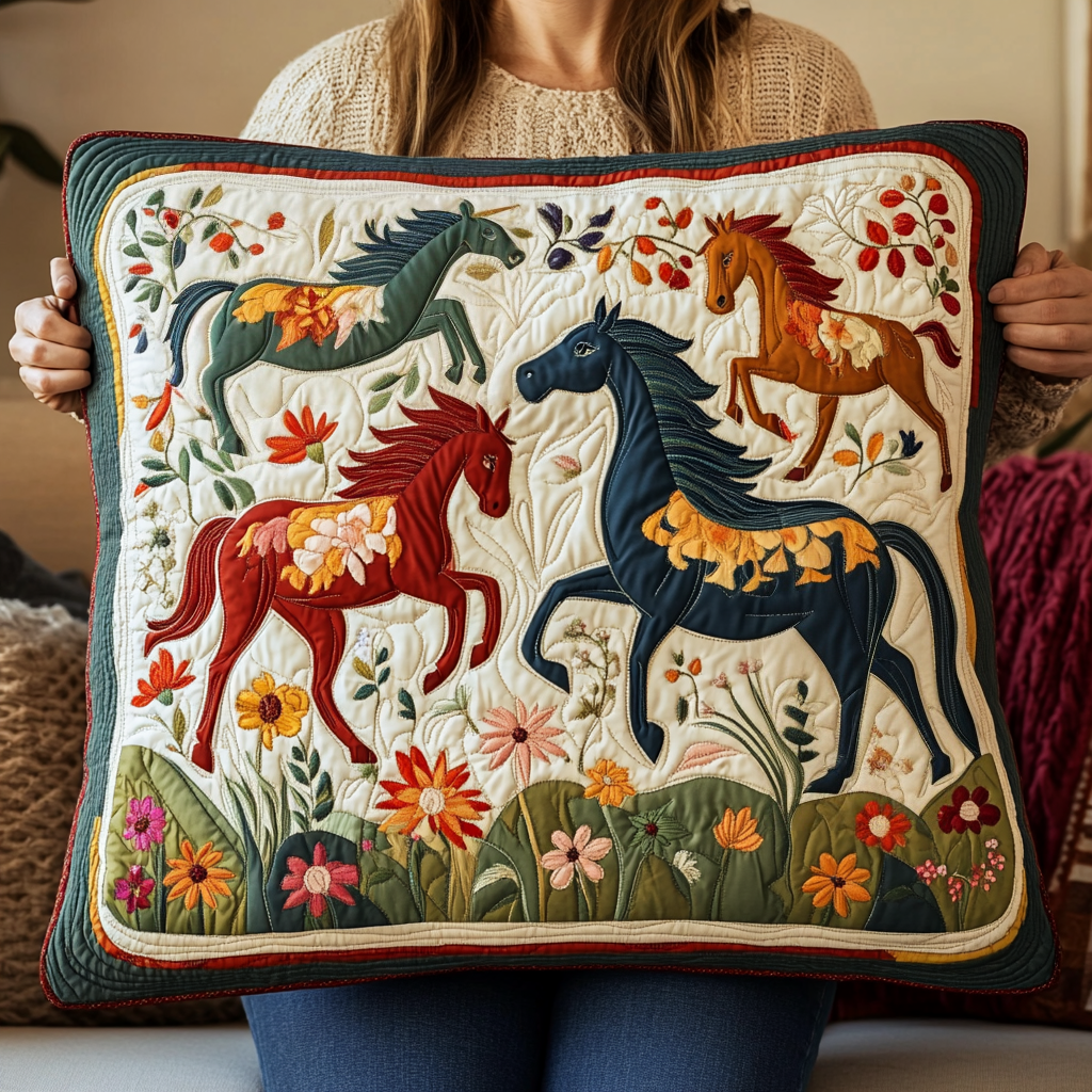 Artistic Mystical Steeds Quilted Pillow Case NCU0PD411