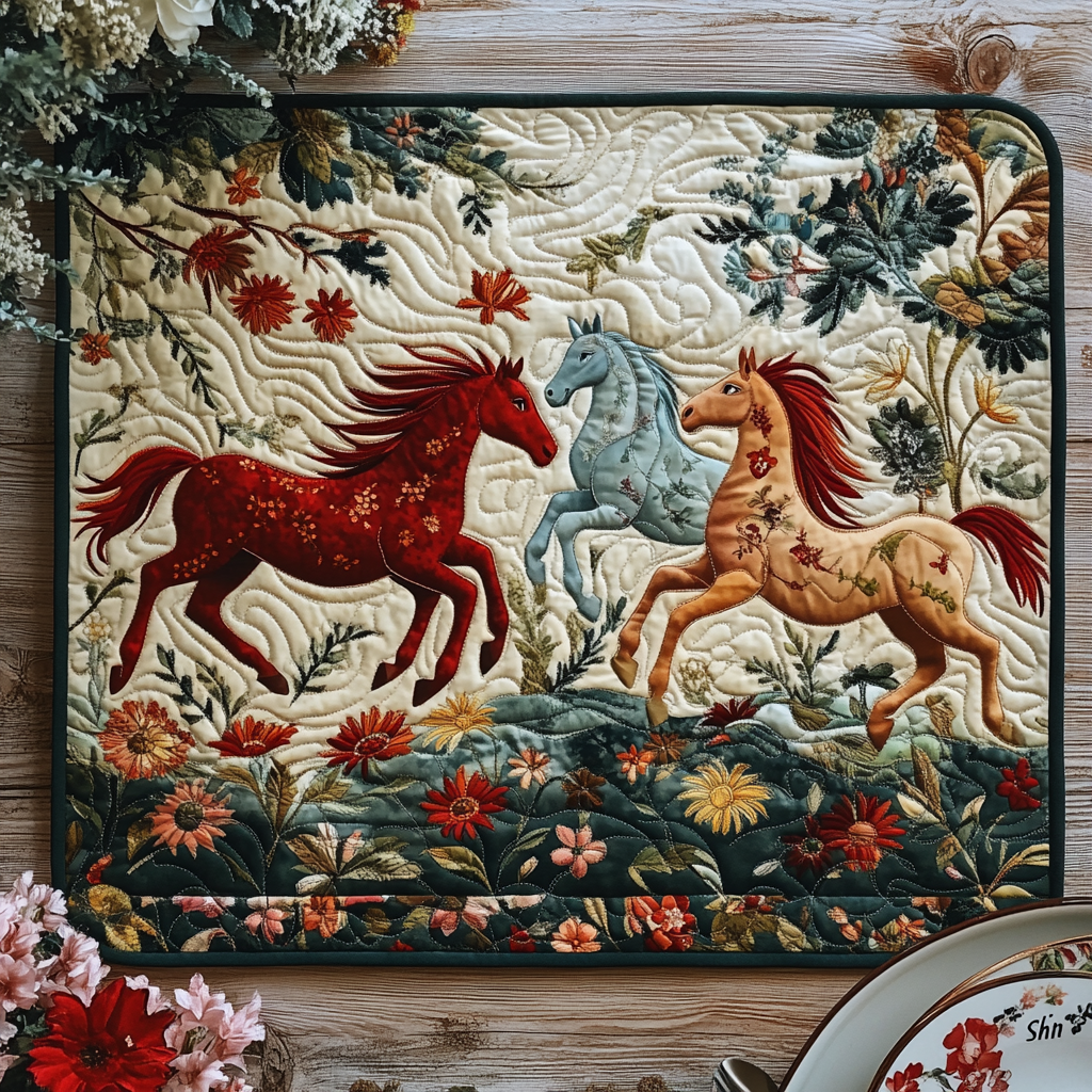 Artistic Mystical Steeds Quilted Place Mat NCU0PD454