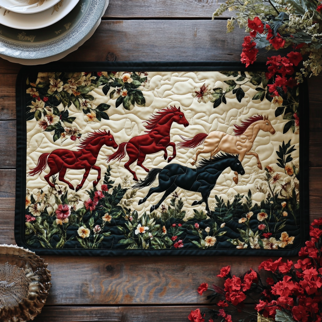 Artistic Running Horse Quilted Place Mat NCU0PD451