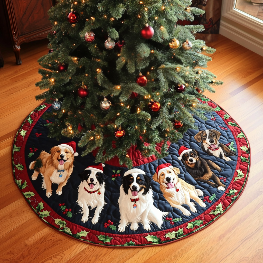 Australian Shepard Christmas Charm Christmas Quilted Tree Skirt NCU0DK1764