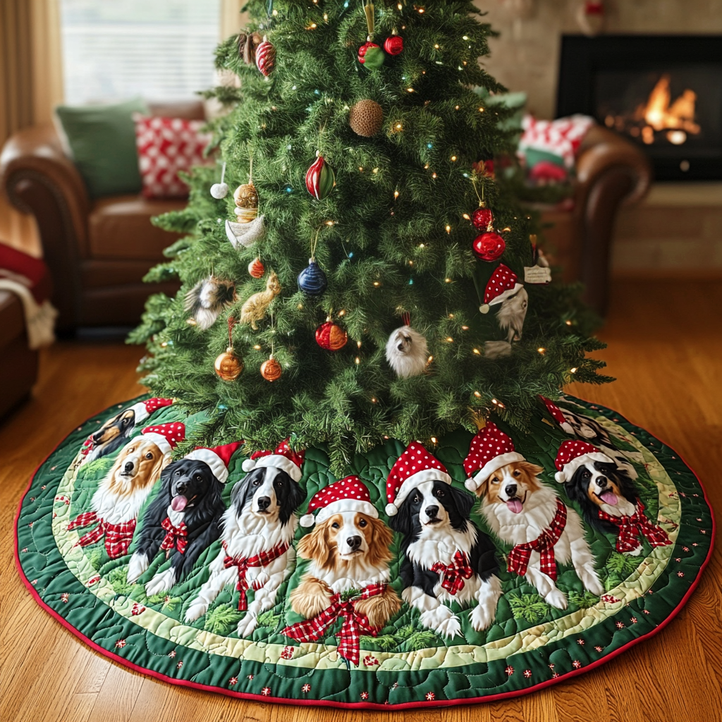 Australian Shepard Christmas Joy Christmas Quilted Tree Skirt NCU0DK1762