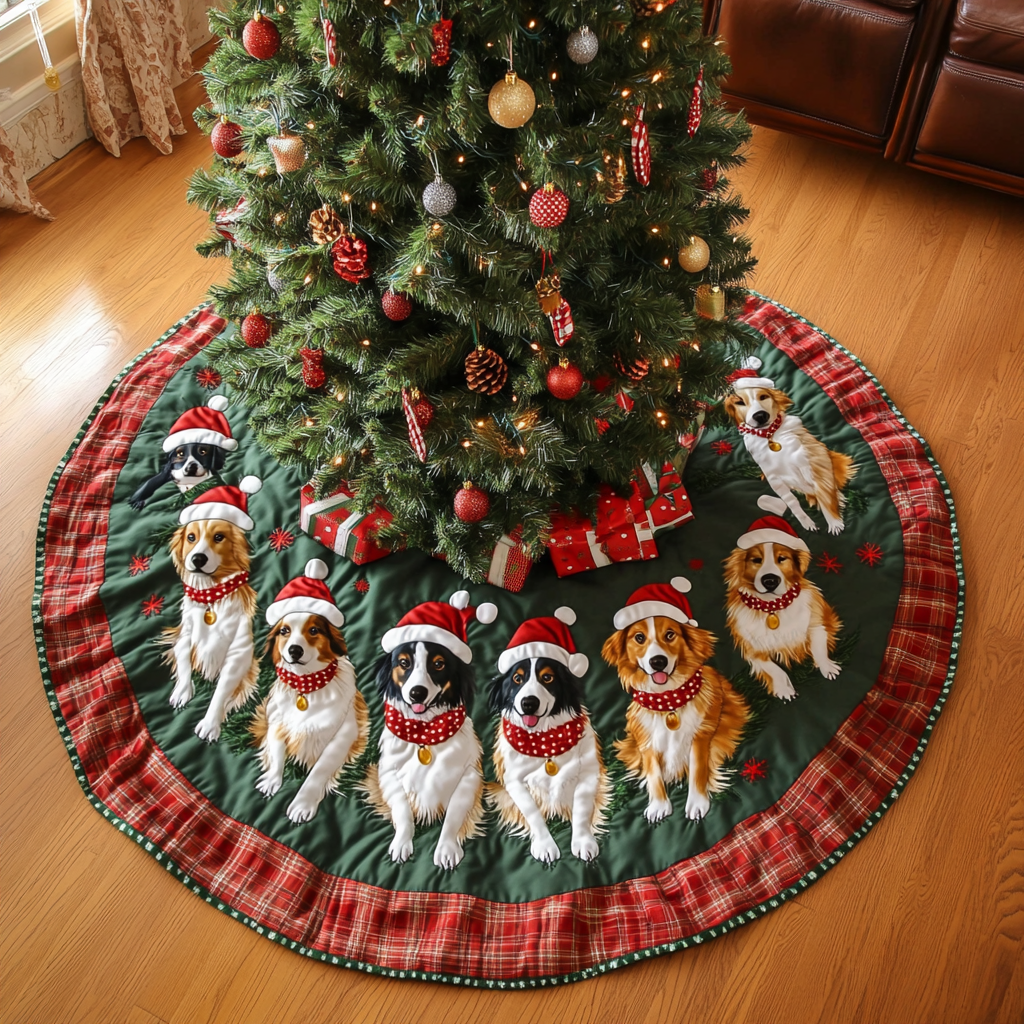 Australian Shepard Holiday Spirit Christmas Quilted Tree Skirt NCU0DK1766