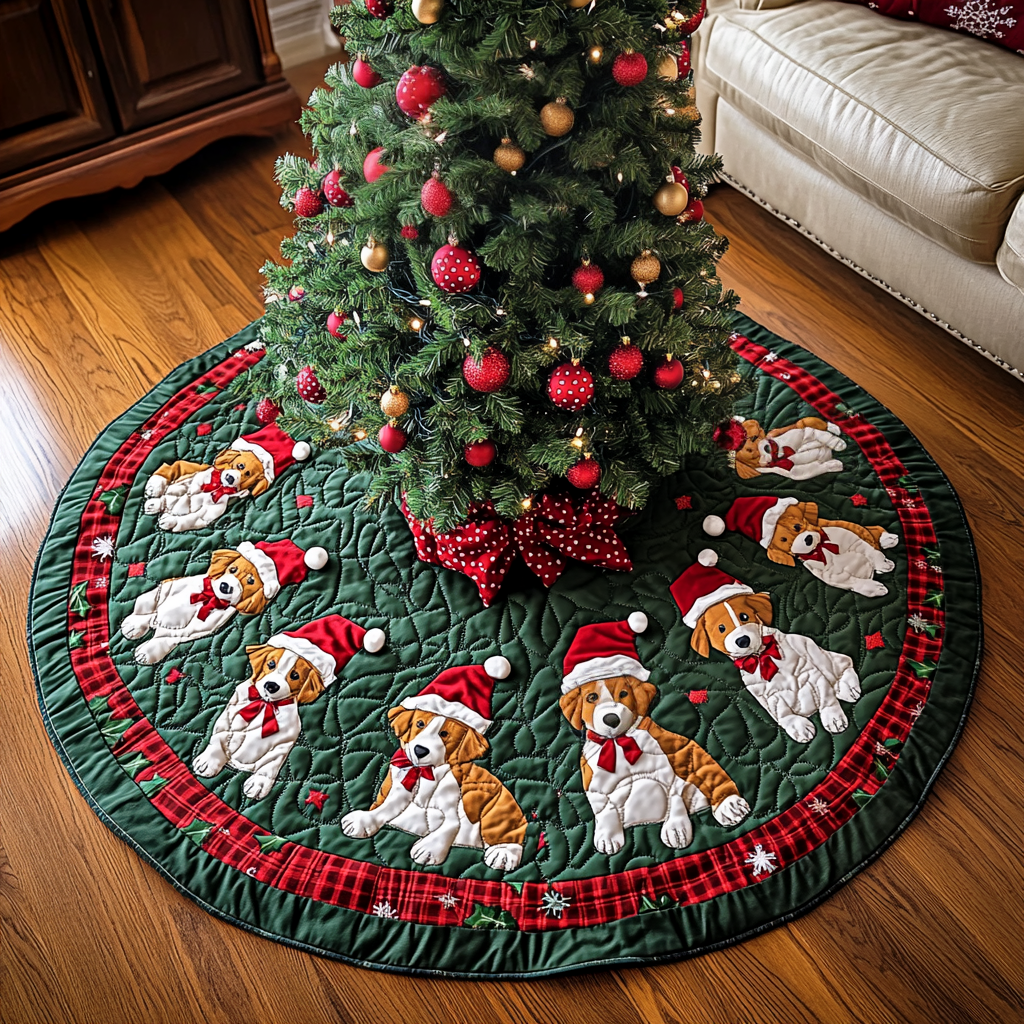 Australian Shepard Noel Night Christmas Quilted Tree Skirt NCU0DK1761