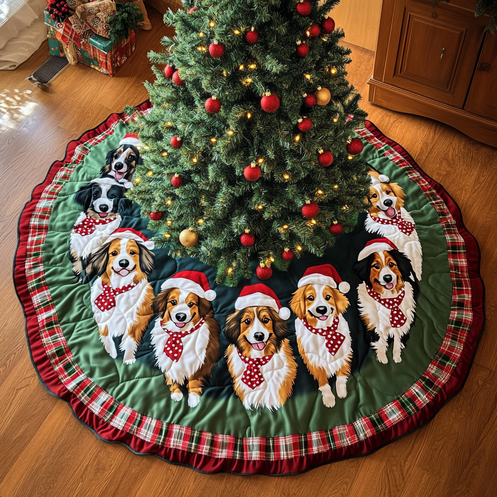 Australian Shepard Xmas Joy Christmas Quilted Tree Skirt NCU0DK1765